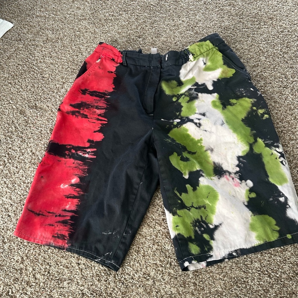 JM Collection Black and Red Tie-Dye Shorts up cycle clothe